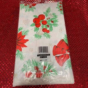 BETTER HOME CHRISTMAS 52" X 90" TABLECLOTH ~ WIPES CLEAN WATERPROOF PLASTIC